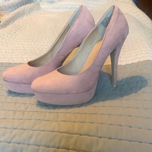 Pink suede heels